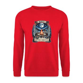 Frohes Weihnachtsfest zur Wintersonnenwende Wicca-Festival - Unisex Pullover - Rot - Vorne - Alina (178cm) & Michal (187cm)