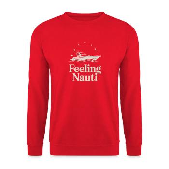 Feeling Nauti Yacht Boot Wellen Und Sterne - Unisex Pullover - Rot - Vorne - Alina (178cm) & Michal (187cm)