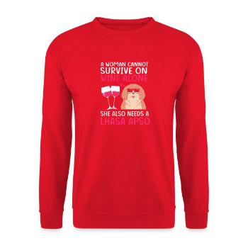 Lhasa Apso - Unisex Pullover - Rot - Vorne - Alina (178cm) & Michal (187cm)