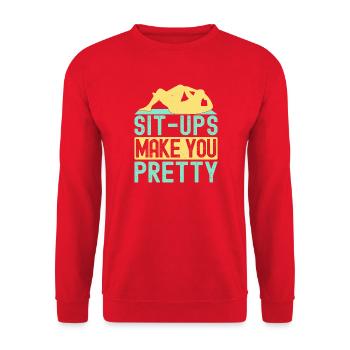 Fitness Fanatics Sit-Ups Make You Pretty - Unisex Pullover - Rot - Vorne - Alina (178cm) & Michal (187cm)