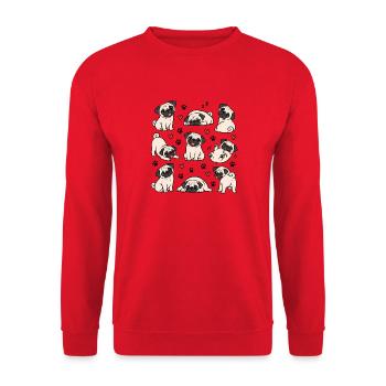 Mops Hund süßer Mops niedlicher Mops - Unisex Pullover - Rot - Vorne - Alina (178cm) & Michal (187cm)