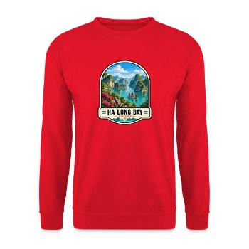 Ha Long Bay Vietnam Felsformation Fjorde Urlaub - Unisex Pullover - Rot - Vorne - Alina (178cm) & Michal (187cm)