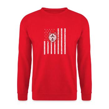 Akita Inu - Talks In Grumbles - Hundefreunde - Unisex Pullover - Rot - Vorne - Alina (178cm) & Michal (187cm)