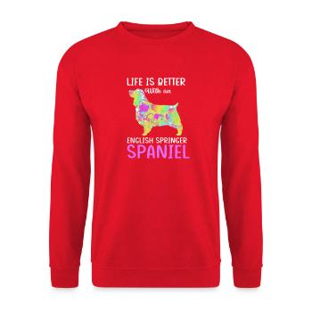 Springer Spaniel - Unisex Pullover - Rot - Vorne - Alina (178cm) & Michal (187cm)