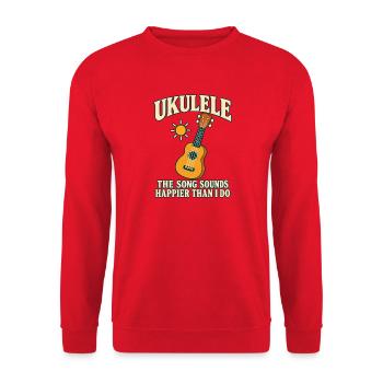 Lustiger Ukulele-spieler Dunkler Humor - Unisex Pullover - Rot - Vorne - Alina (178cm) & Michal (187cm)