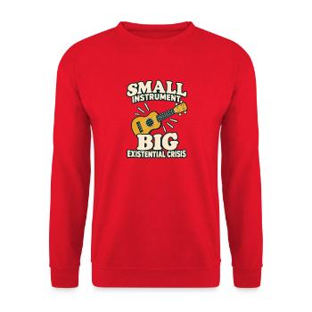 Lustiger Ukulele-spieler Dunkler Humor - Unisex Pullover - Rot - Vorne - Alina (178cm) & Michal (187cm)
