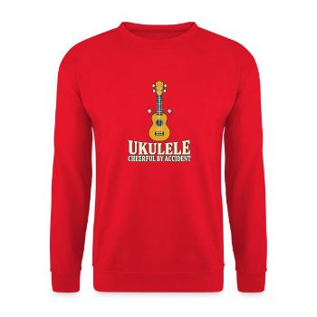 Lustiger Ukulele-spieler Dunkler Humor - Unisex Pullover - Rot - Vorne - Alina (178cm) & Michal (187cm)