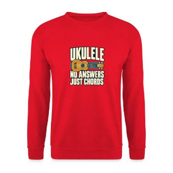 Lustiger Ukulele-spieler Dunkler Humor - Unisex Pullover - Rot - Vorne - Alina (178cm) & Michal (187cm)