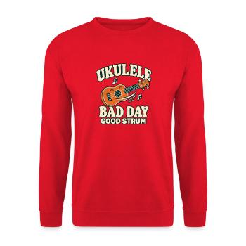 Lustiger Ukulele-spieler Dunkler Humor - Unisex Pullover - Rot - Vorne - Alina (178cm) & Michal (187cm)