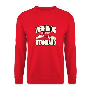 ZFA Vierhändig ist mein Standard - Unisex Pullover - Rot - Vorne - Alina (178cm) & Michal (187cm)