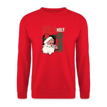 Holy Moly Christmas Santa - Unisex Pullover - Rot - Vorne - Alina (178cm) & Michal (187cm)