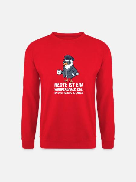Heute Ist Ein Wunderbarer Tag Möwe Lustig - Unisex Pullover - Rot