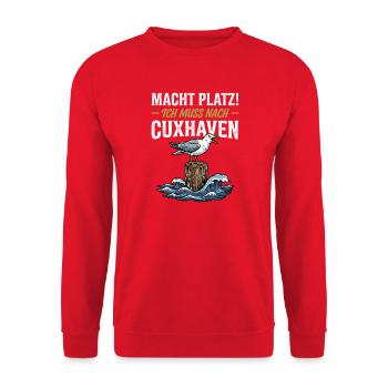 Cuxhaven Möwe Nordsee Maritim Vintage Spruch - Unisex Pullover - Rot - Vorne - Alina (178cm) & Michal (187cm)