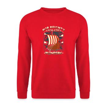 Mir Reichts Ich Geh Plündern Wikinger Kostüm - Unisex Pullover - Rot - Vorne - Alina (178cm) & Michal (187cm)