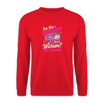 Busfahrerin Warum Weil Ich Es Kann Bus Beruf - Unisex Pullover - Rot - Vorne - Alina (178cm) & Michal (187cm)