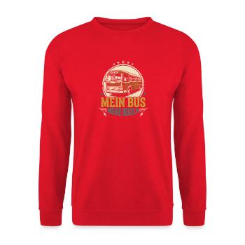 Busfahrer Mein Bus Meine Regeln Linienbus Fahrer - Unisex Pullover - Rot - Vorne - Alina (178cm) & Michal (187cm)