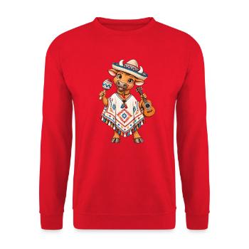 Mexiko Stier mit Poncho - Unisex Pullover - Rot - Vorne - Alina (178cm) & Michal (187cm)