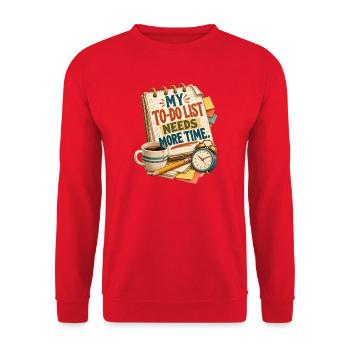 Meine To-Do-Liste braucht mehr Zeit – lustige Produktivität - Unisex Pullover - Rot - Vorne - Alina (178cm) & Michal (187cm)
