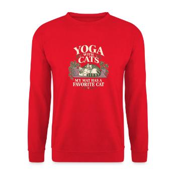 Yoga-katzenliebhaber Katze Mama - Unisex Pullover - Rot - Vorne - Alina (178cm) & Michal (187cm)
