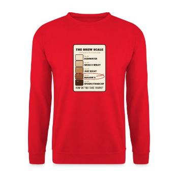 Die Brühwaage: Wie nehmen Sie Ihren Tee? - Unisex Pullover - Rot - Vorne - Alina (178cm) & Michal (187cm)