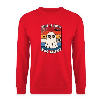 Lustiger Geist mit cooler Sonnenbrille Halloween  - Unisex Pullover - Rot - Vorne - Alina (178cm) & Michal (187cm)