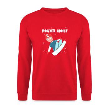 Powder Addict - Lustiger Snowboarder Retro Cartoon - Unisex Pullover - Rot - Vorne - Alina (178cm) & Michal (187cm)