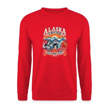Alaska Kreuzfahrt 2026 Erinnerungen - Unisex Pullover - Rot - Vorne - Alina (178cm) & Michal (187cm)
