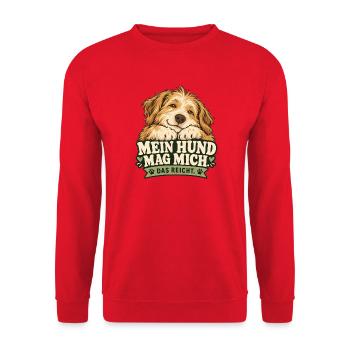 Mein Hund Mag Mich – Das Reicht - Unisex Pullover - Rot - Vorne - Alina (178cm) & Michal (187cm)