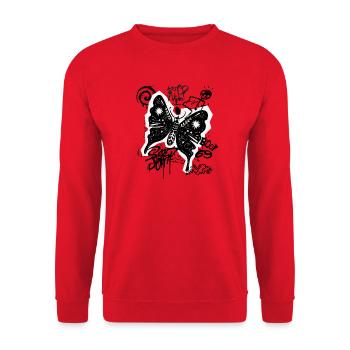 Mystischer Schmetterling Grunge - Unisex Pullover - Rot - Vorne - Alina (178cm) & Michal (187cm)