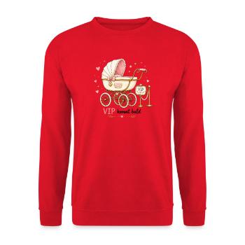 VIP Babyankündigung Schwangerschaft Baby Unterwegs - Unisex Pullover - Rot - Vorne - Alina (178cm) & Michal (187cm)