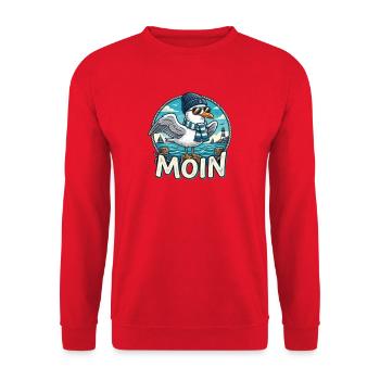 Moin Küsten-Seemöwe mit Schal & Mütze - Unisex Pullover - Rot - Vorne - Alina (178cm) & Michal (187cm)