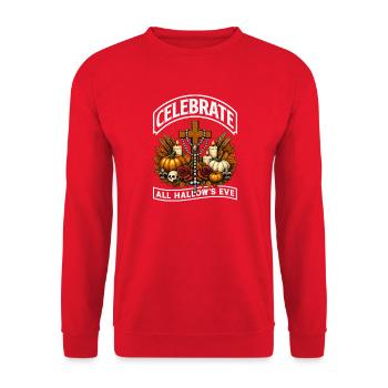 Katholischen Kirche Zu Halloween - Unisex Pullover - Rot - Vorne - Alina (178cm) & Michal (187cm)