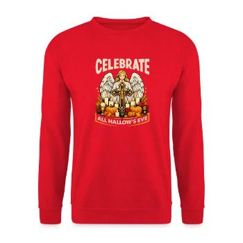 Katholischen Kirche Zu Halloween - Unisex Pullover - Rot - Vorne - Alina (178cm) & Michal (187cm)