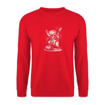 Capybara Spielt E-Bass Punk Rock Musik - Unisex Pullover - Rot - Vorne - Alina (178cm) & Michal (187cm)