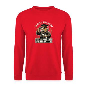Capybara Bachelor Abschluss Studium Absolvent - Unisex Pullover - Rot - Vorne - Alina (178cm) & Michal (187cm)
