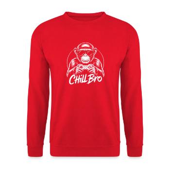  Chill Bro Affe Gamer Mit Controller Und - Unisex Pullover - Rot - Vorne - Alina (178cm) & Michal (187cm)