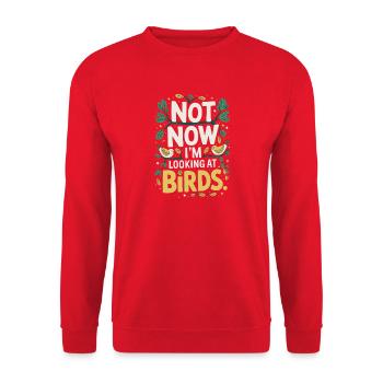 Not Now Im Looking At Birds Vogelbeobachtung - Unisex Pullover - Rot - Vorne - Alina (178cm) & Michal (187cm)