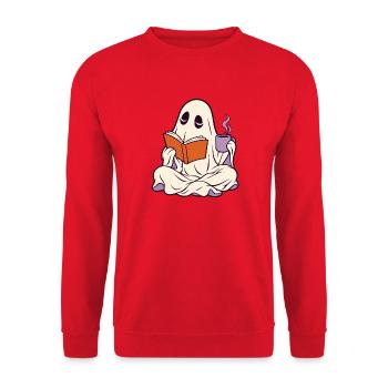 Bibliophile Geist mit Kaffee - Unisex Pullover - Rot - Vorne - Alina (178cm) & Michal (187cm)