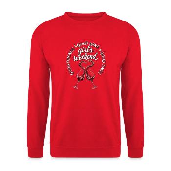 Weinabend Freundinnen Wochenende - Unisex Pullover - Rot - Vorne - Alina (178cm) & Michal (187cm)