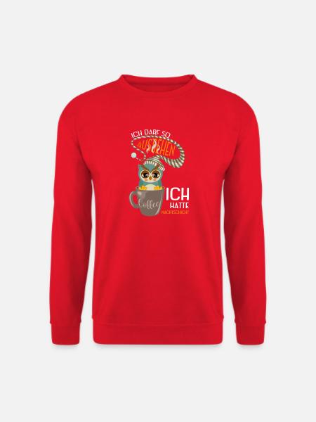 KaffeeEule auf Nachtschicht - Unisex Pullover - Rot