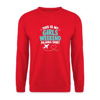 Mädchen-Wochenend-Pyjama-Hemd-Reiseflugzeug - Unisex Pullover - Rot - Vorne - Alina (178cm) & Michal (187cm)