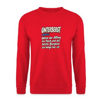 Unterbergt Bergtour Humor Definition - Unisex Pullover - Rot - Vorne - Alina (178cm) & Michal (187cm)