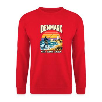 Dänemark Küstenangler Sonnenuntergang - Unisex Pullover - Rot - Vorne - Alina (178cm) & Michal (187cm)