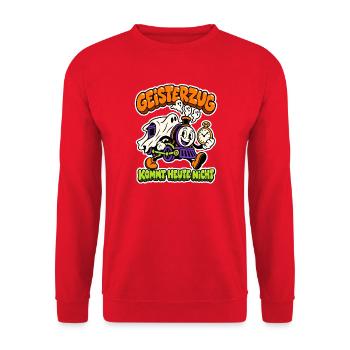 Geisterzug - kommt heute nicht - Unisex Pullover - Rot - Vorne - Alina (178cm) & Michal (187cm)
