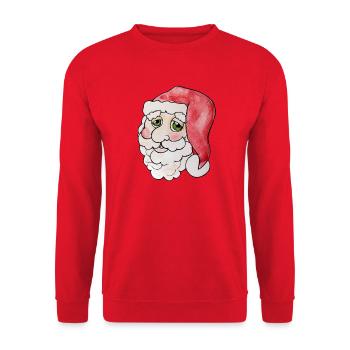 Verspieltes Aquarell-Weihnachtsmannporträt - Unisex Pullover - Rot - Vorne - Alina (178cm) & Michal (187cm)