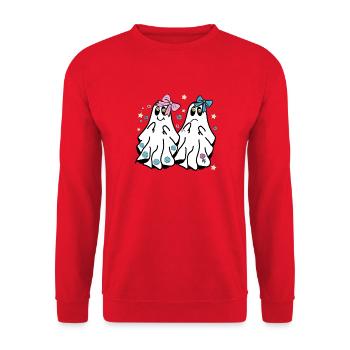 Gruseln – Kawaii Geist mit Süßigkeiten Pastell Hal - Unisex Pullover - Rot - Vorne - Alina (178cm) & Michal (187cm)
