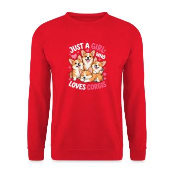 Just a Girl Who Loves Corgis – lustige Corgi-Liebhaberin - Unisex Pullover - Rot - Vorne - Alina (178cm) & Michal (187cm)