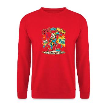 Karneval Alaaf oder Helau Karnevalsfan - Unisex Pullover - Rot - Vorne - Alina (178cm) & Michal (187cm)