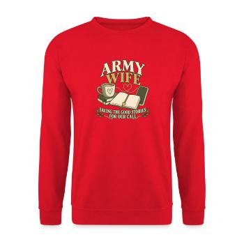 Armee Ehefrau Militär Ehefrau Einsatz - Unisex Pullover - Rot - Vorne - Alina (178cm) & Michal (187cm)