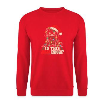 Jolly Cat mit Lichterkette - Unisex Pullover - Rot - Vorne - Alina (178cm) & Michal (187cm)
